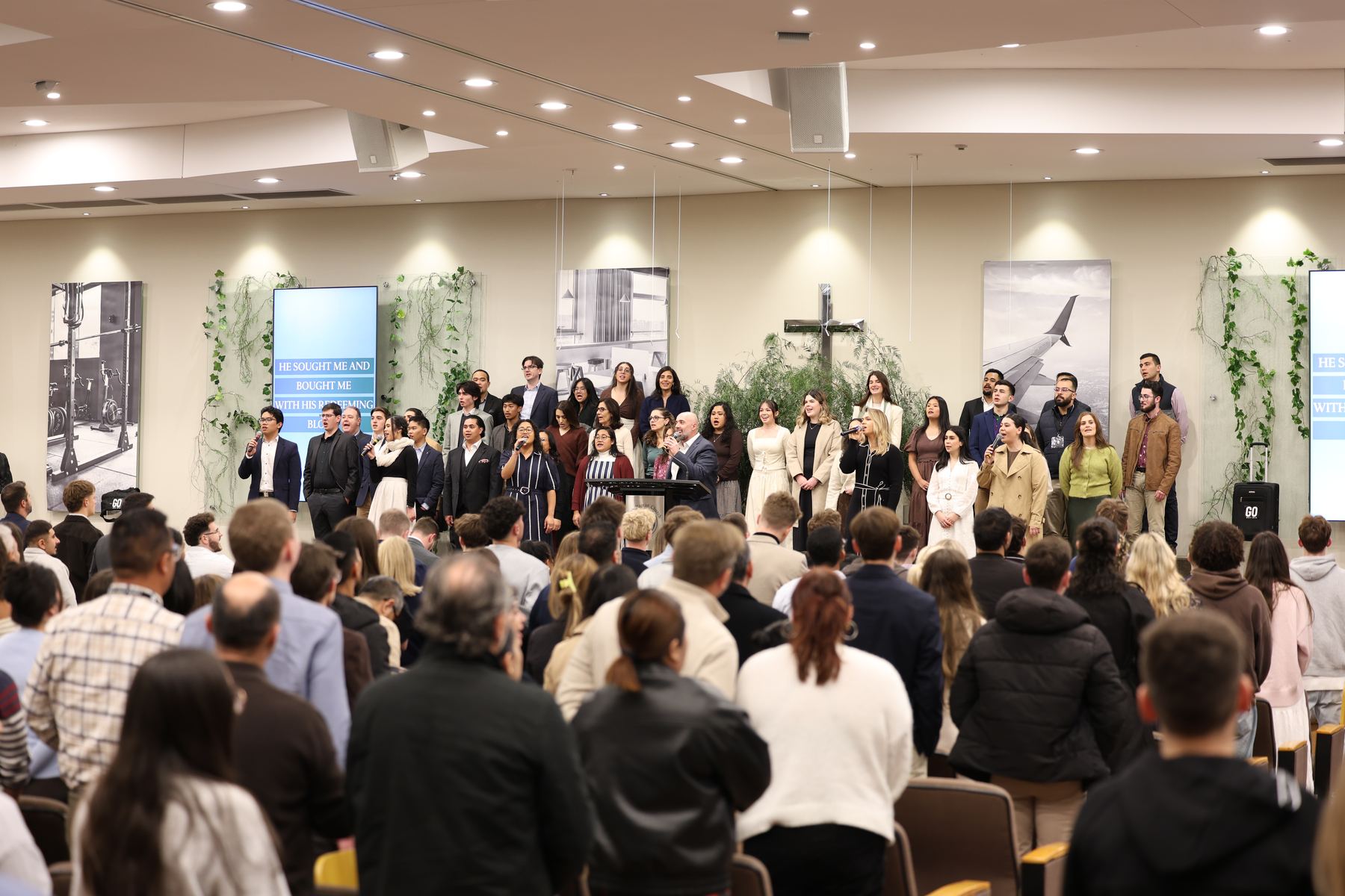 Church family worshipping together